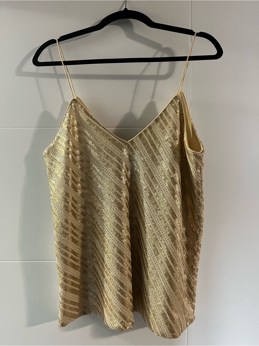 Blaque Label Gold Sequin Spaghetti Strap Tank Top